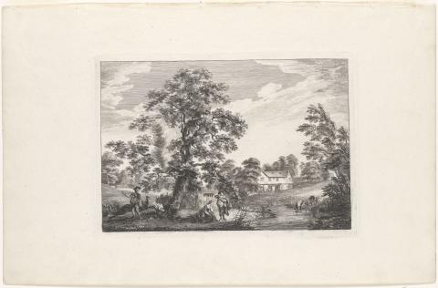 Artwork Scottish landscape with a country house this artwork made of Etching on laid paper, created in 1745-01-01