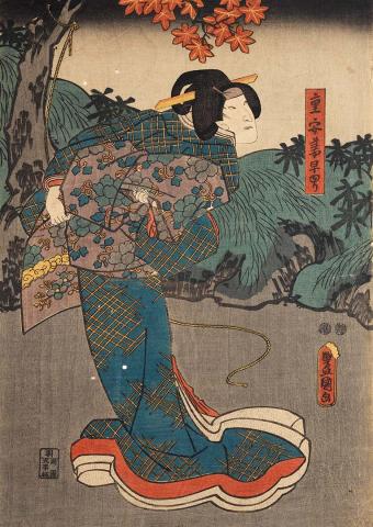 Artwork Kampei, a kabuki character this artwork made of Colour woodblock print