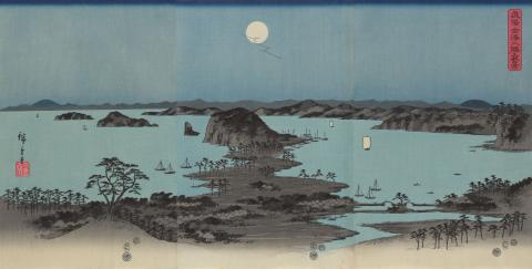 Artwork Buyo Kanazawa No Sho Yakei (reprint) this artwork made of Colour woodblock print on paper, created in 1858-01-01