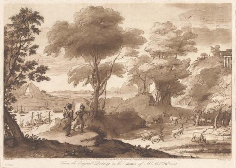 Artwork Sepia-toned print from a drawing in the collection of Mr A. Hibbert this artwork made of Etching and mezzotint on paper, created in 1803-01-01