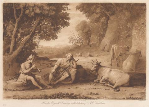 Artwork Sepia-toned print from a drawing in the collection of Mr Woodburn this artwork made of Etching and mezzotint