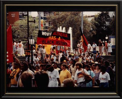 Artwork Aboriginal protest gathering (from 'Portraits' series) this artwork made of Type C photograph