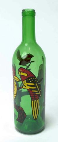 Artwork Painted claret bottle this artwork made of Enamel household paint on glass, created in 1988-01-01