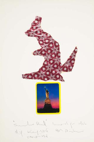 Artwork New York kangaroo, no. 6 (from Series II 'Secular red' series) this artwork made of Collage of printed ephemera