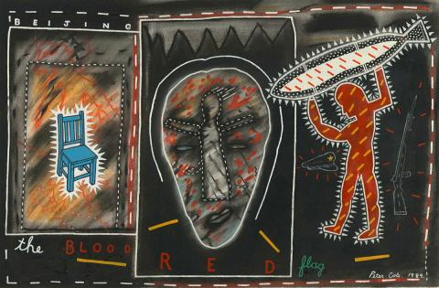 Artwork The blood red flag this artwork made of Gouache and ink on paper, created in 1989-01-01