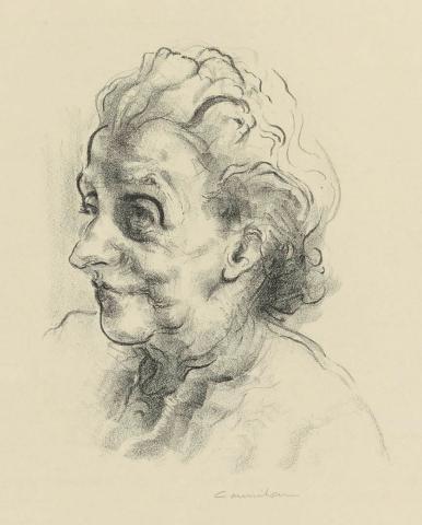 Artwork The artist's mother (plate 6 from 'Lithographs by Counihan' portfolio) this artwork made of Lithograph on paper, created in 1948-01-01