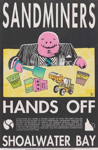 Artwork Sandminers hands off Shoalwater Bay (from 'Hands on the Earth' series) this artwork made of Screenprint on paper, created in 1990-01-01