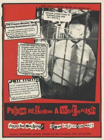 Artwork Prison reform a whitewash (Prisoners Action Group) this artwork made of Screenprint on paper, created in 1983-01-01