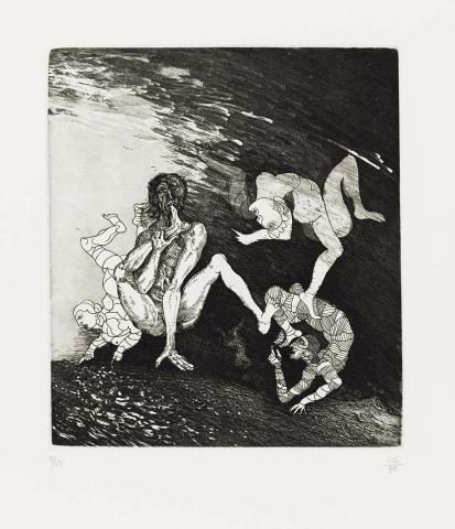 Artwork (Untitled 9) (from 'Night watch, a print cycle of thirty etchings' portfolio) this artwork made of Etching and aquatint on Arches paper, created in 1990-01-01