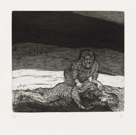 Artwork (Untitled 18) (from 'Night watch, a print cycle of thirty etchings' portfolio) this artwork made of Etching and aquatint on Arches paper, created in 1990-01-01