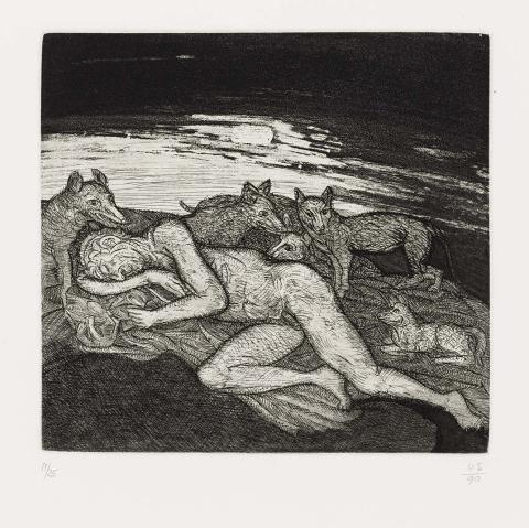 Artwork (Untitled 27) (from 'Night watch, a print cycle of thirty etchings' portfolio) this artwork made of Etching and aquatint on Arches paper, created in 1990-01-01