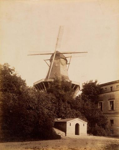 Artwork (View of a windmill) this artwork made of Albumen photograph on paper, created in 1892-01-01