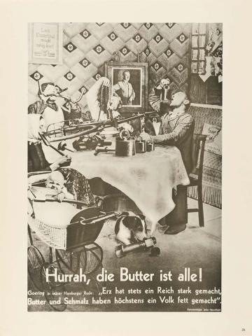 Artwork Hurrah, die Butter ist alle!  (Hurrah, the butter is finished!) this artwork made of Photo-lithograph on paper, created in 1935-01-01