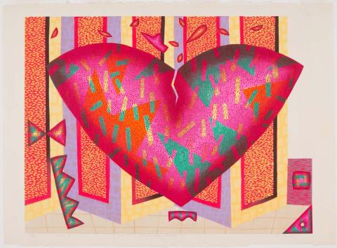 Artwork Heart (humi ni karashitsuki) this artwork made of Colour woodblock print on paper, created in 1988-01-01