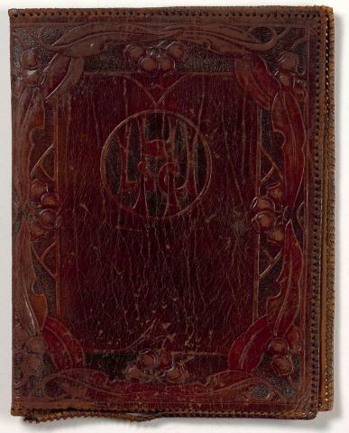 Artwork Folder:  (Art nouveau motifs) this artwork made of Leather, carved, created in 1920-01-01