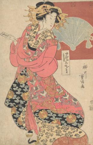Artwork Tsukasa of the Ogiya this artwork made of Colour woodblock print on paper, created in 1820-01-01