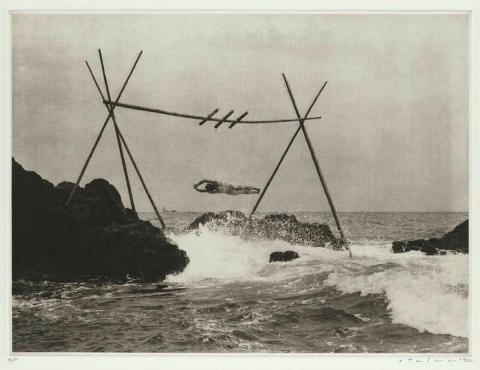 Artwork Seaside suspension:  event for wind and waves (Miura, Japan, 1981) (from 'Suspensions' portfolio) this artwork made of Photo-etching taken from documentary photograph on BFK Rives paper, created in 1990-01-01