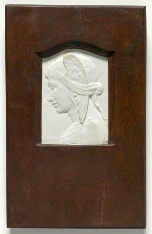 Artwork Marble plaque:  Spirit of night this artwork made of Marble relief in original timber frame, created in 1920-01-01
