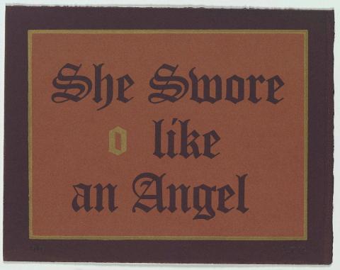 Artwork She swore like an angel (from 'The Sydney Morning volume III' series) this artwork made of Screenprint on paper, created in 1992-01-01