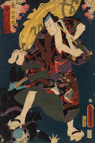 Artwork Iwai Hanshiro as Akaboshi Juuzo in 'Shiranami Gonin Otoko' this artwork made of Colour woodblock print on paper, created in 1846-01-01