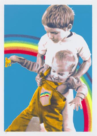 Artwork Jake and Bruno, 6 yrs and 1 year (from 'Kids' series) this artwork made of Photo-screenprint on paper, created in 1978-01-01
