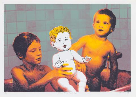 Artwork Jake and Bruno, 7 yrs and 2 yrs (from 'Kids' series) this artwork made of Photo-screenprint