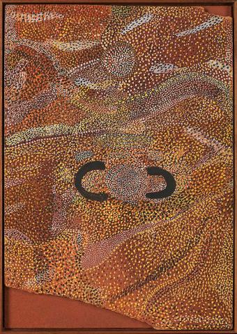 Artwork Old man's bush tucker Dreaming this artwork made of Synthetic polymer paint on composition board, created in 1972-01-01
