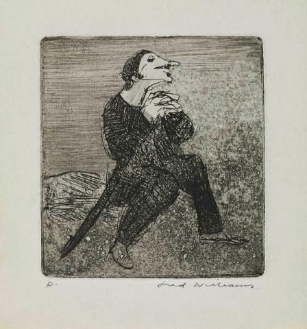 Artwork Cyrano de Bergerac (from 'Music hall' series) this artwork made of Etching and aquatint on paper, created in 1955-01-01