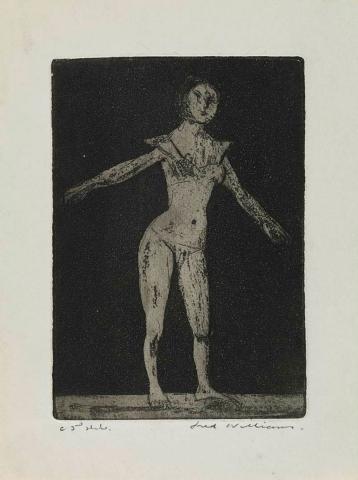 Artwork Dancer (from 'Music hall' series) this artwork made of Etching, aquatint and drypoint on paper, created in 1955-01-01