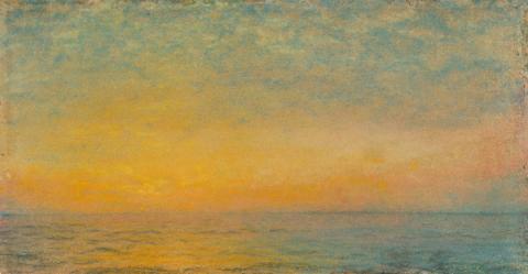 Artwork Sunset, Moreton Bay this artwork made of Pastel on paper, created in 1883-01-01
