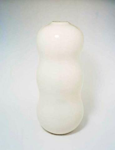 Artwork Vase:  Wavy form this artwork made of Porcelain, wheelthrown with white glaze, created in 1994-01-01