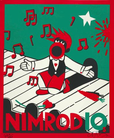 Artwork Nimrod 10 (from Nimrod Theatre poster designs set) this artwork made of Screenprint on paper, created in 1981-01-01