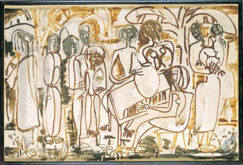 Artwork Palm Sunday this artwork made of Gouache and watercolour on paper, created in 1951-01-01