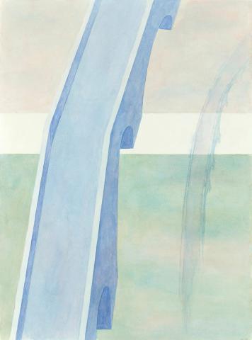 Artwork Blue Pont Marie and dissolving pont this artwork made of Watercolour on paper, created in 1995-01-01