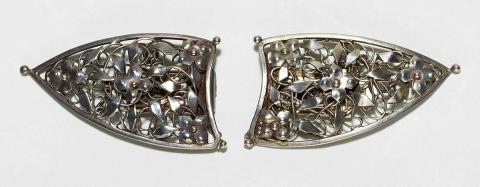 Artwork Pair of dress clips this artwork made of Silver wire, hand wrought and constructed, created in 1951-01-01