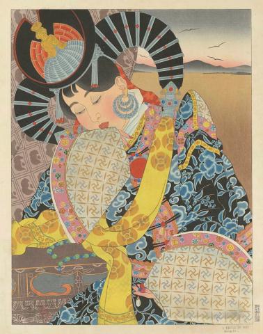 Artwork The star of Gobi, Mongolia this artwork made of Colour woodblock print on paper, created in 1951-01-01