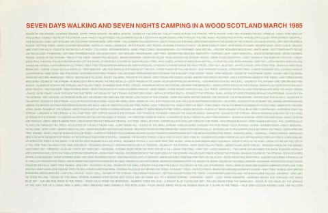 Artwork Seven days walking and seven nights camping in a wood Scotland.  (One walk, March 1985) (from 'Ten toes towards the rainbow' portfolio) this artwork made of Screenprint on paper, created in 1993-01-01