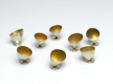 Artwork Liqueur cups this artwork made of Cast sterling silver with gold plating