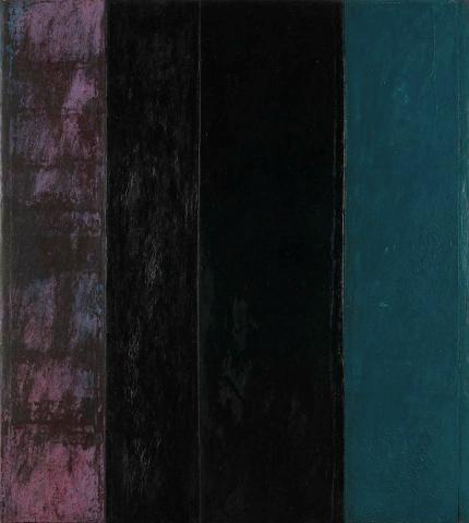 Artwork Untitled (Purple, black, black, blue) this artwork made of Oil on canvas, created in 1976-01-01