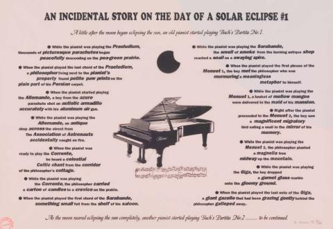 Artwork An incidental story on the day of a solar eclipse #1, #2, #3 this artwork made of Offset lithograph on transparent paper on backing sheet, created in 1995-01-01