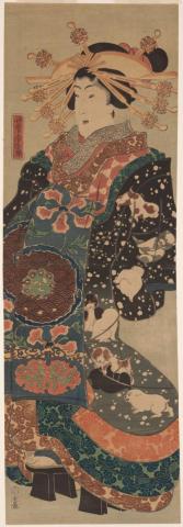 Artwork Courtesan dressed in her finery this artwork made of Colour woodblock print on paper, created in 1855-01-01