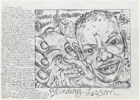 Artwork Blinding lesson this artwork made of Pencil on paper, created in 1993-01-01