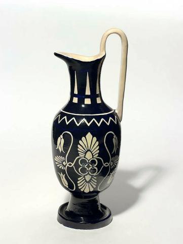 Artwork Ewer this artwork made of Earthenware, hand-built cream clay with deep blue slip incised with anthemion motifs, created in 1953-01-01