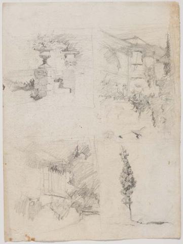 Artwork (L'Estrange house and garden) this artwork made of Pencil on paper, created in 1912-01-01