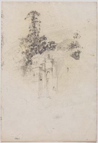Artwork (Tree and house) this artwork made of Pencil on paper, created in 1912-01-01