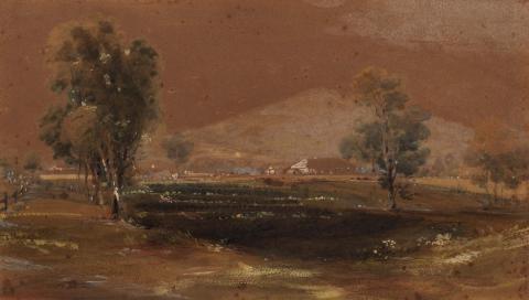 Artwork House and garden, Goomburra this artwork made of Watercolour and pencil on paper, created in 1851-01-01