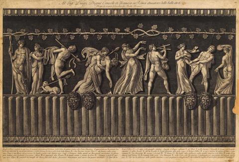 Artwork Bacchanalian frieze from a vase in the Villa Borghese this artwork made of Etching on paper, created in 1768-01-01