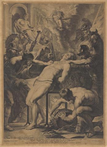Artwork Sacrifice of the King of Edom's son this artwork made of Engraving