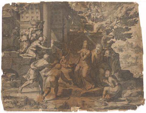 Artwork Untitled (nativity scene) this artwork made of Photogravure reproduction of an engraving, created in 1550-01-01