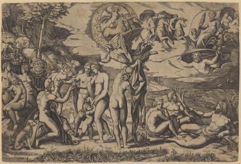 Artwork The judgement of Paris this artwork made of Engraving on paper